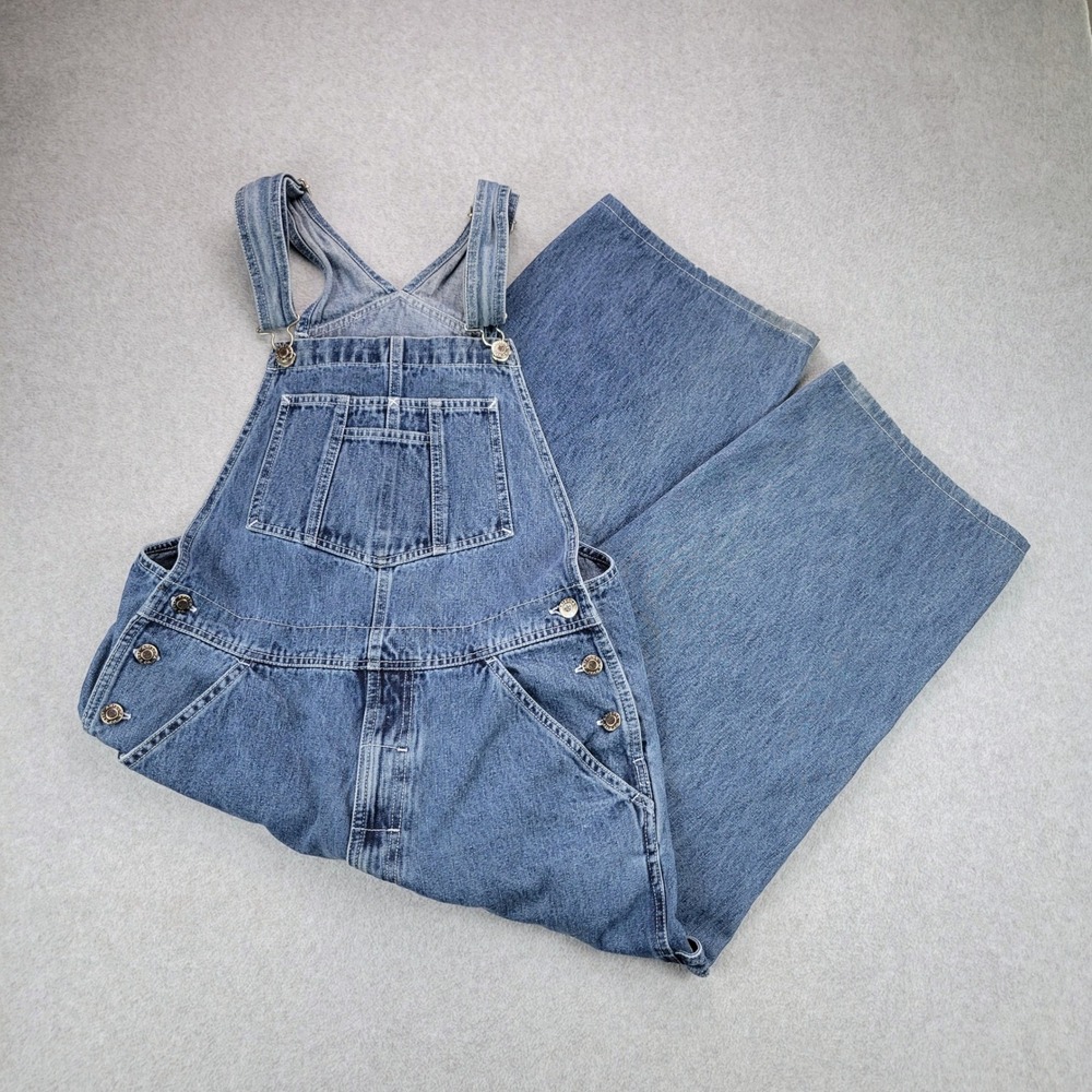 Arizona Jean Company Capri Overalls Womens S Blue Denim Wide Leg Relaxed Bib 90s
